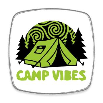 Tent Camp Vibes Logo - Square fridge magnet - white - Front