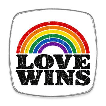 Love Wins Regenbogen CSD Vintage Spruch - Viereckiger Kühlschrankmagnet - Weiß - Vorne