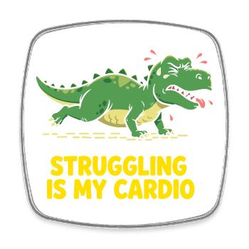 Dinosaurier hasst Cardio Training - Viereckiger Kühlschrankmagnet - Weiß - Vorne