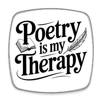 Poesie ist meine Therapie - Viereckiger Kühlschrankmagnet - Weiß - Vorne