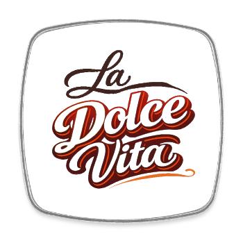 La Dolce Vita Retro Script - Viereckiger Kühlschrankmagnet - Weiß - Vorne