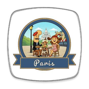 Kek & Ina in Paris - Viereckiger Kühlschrankmagnet - Weiß - Vorne