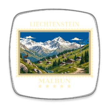 Liechtenstein Malbun Vintage Reisemarke - Viereckiger Kühlschrankmagnet - Weiß - Vorne
