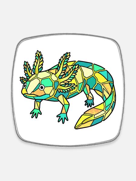 Geometric Axolotl Mosaic - Square fridge magnet - white