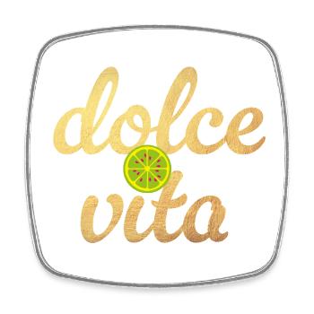 Dolce Vita Limette Gold Zitrone Italien Deko Quote - Viereckiger Kühlschrankmagnet - Weiß - Vorne