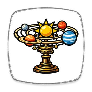 Solar orbital on bronze stem - Square fridge magnet - white - Front