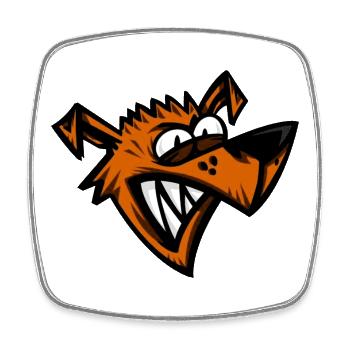 Tête de dessin animé drôle de chien fou - Magnet carré - blanc - Devant