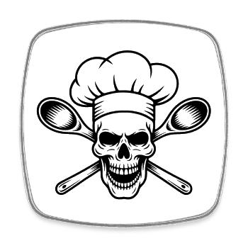BBQ Chef Skull - Square fridge magnet - white - Front