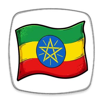 Ethiopian flag with star - Square fridge magnet - white - Front