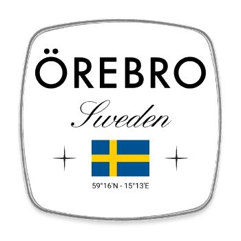 Örebro Sweden Coordinates Travel Souvenir - Square fridge magnet - white - Front
