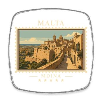 Malta Mdina Vintage Travel Brand - Square fridge magnet - white - Front