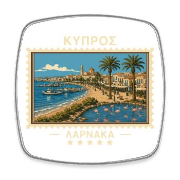 Zypern Larnaka Vintage Reisemarke - Viereckiger Kühlschrankmagnet - Weiß - Vorne