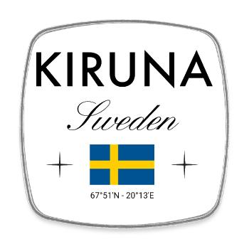 Kiruna, Suède, coordonne un souvenir de voyage - Magnet carré - blanc - Devant