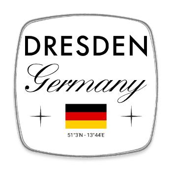 Dresden Deutschland Koordinaten Reise Souvenir - Viereckiger Kühlschrankmagnet - Weiß - Vorne