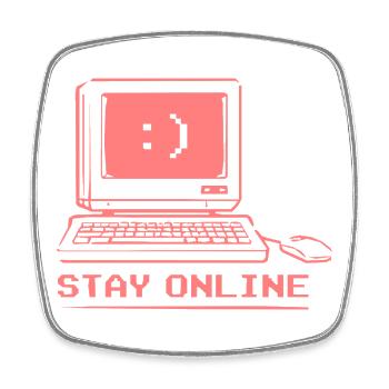 Stay Online Retro Computer - Square fridge magnet - white - Front