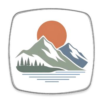 Minimalist Mountain Landscape – Modern Design - Square fridge magnet - white - Front