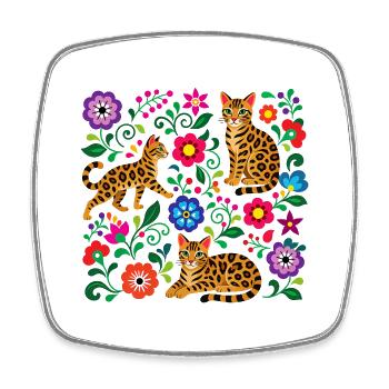 Folk Art Bengal Pattern - Square fridge magnet - white - Front