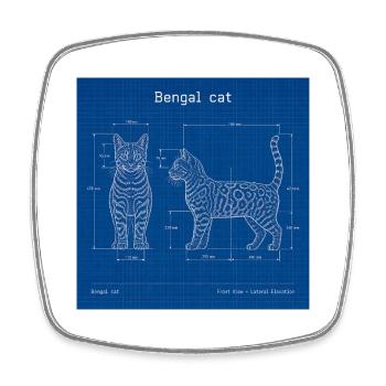 Technical Cats Illustration - Square fridge magnet - white - Front
