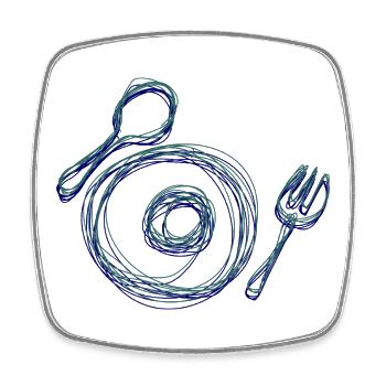 Creative cutlery design - Square fridge magnet - white - Front