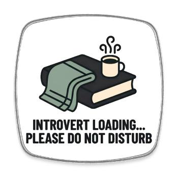 Introvert Loading Cozy Reading Mug - Square fridge magnet - white - Front