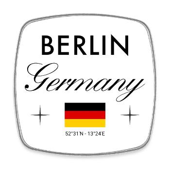 Berlin Germany Coordinates Travel Souvenir - Square fridge magnet - white - Front