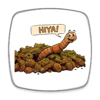 A smiling worm. Earthworm - Square fridge magnet - white - Front
