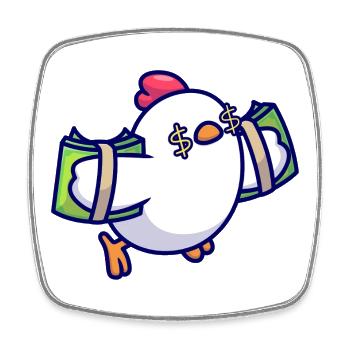 Cash Chick Mascot with Dollar Eyes - Square fridge magnet - white - Front