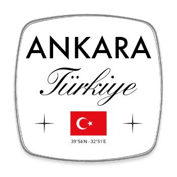 Ankara Türkei Koordinaten Reise Souvenir - Viereckiger Kühlschrankmagnet - Weiß - Vorne