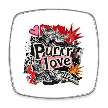 Punk Collage Bengal Cats - Square fridge magnet - white - Front