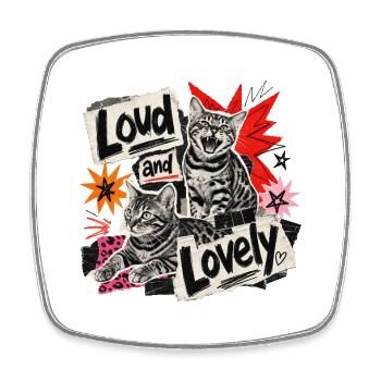 Naughty & Loud Bengal Cat - Square fridge magnet - white - Front