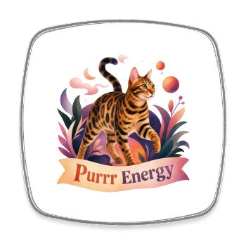 Mystical Folk Art Bengal Cat - Square fridge magnet - white - Front
