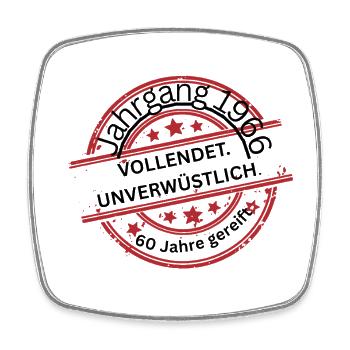 Jahrgang 1966, 60 Jahre alt, Geburtstag  - Viereckiger Kühlschrankmagnet - Weiß - Vorne
