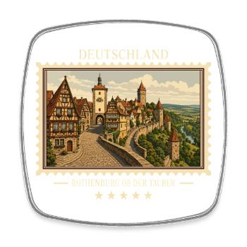 Deutschland Rothenburg ob der Tauber Vintage Reise - Viereckiger Kühlschrankmagnet - Weiß - Vorne