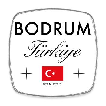 Coordonnées de Bodrum Turkey Souvenir de voyage - Magnet carré - blanc - Devant