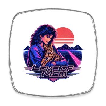 Bengal Cat rétro synthwave des années 80 - Magnet carré - blanc - Devant