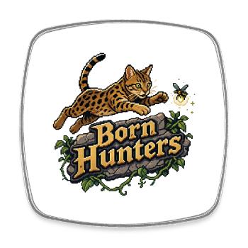 Chasse au chat du Bengale en pixel art 8 bits - Magnet carré - blanc - Devant
