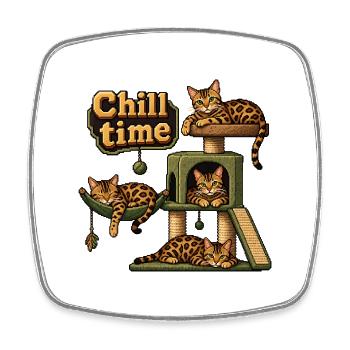 Pixel art Bengal Cats Griffoir de chat - Magnet carré - blanc - Devant