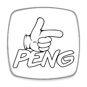Dessin animé au doigt index de PENG - Magnet carré - blanc - Devant