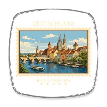Deutschland Regensburg Vintage Reisemarke - Viereckiger Kühlschrankmagnet - Weiß - Vorne
