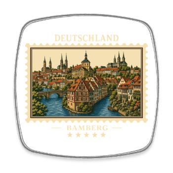 Deutschland Bamberg Vintage Reisemarke - Viereckiger Kühlschrankmagnet - Weiß - Vorne
