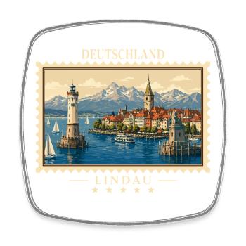 Deutschland Lindau Vintage Reisemarke - Viereckiger Kühlschrankmagnet - Weiß - Vorne