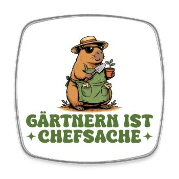 Gärtnern ist Chefsache Hobbygärtner Capybara - Viereckiger Kühlschrankmagnet - Weiß - Vorne
