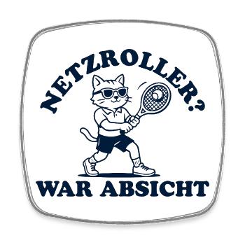 Tennis Katze Netzroller war Absicht - Viereckiger Kühlschrankmagnet - Weiß - Vorne