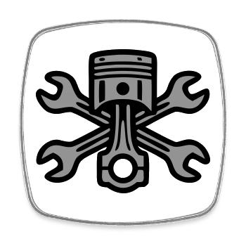 Logo de clé à vis à piston - Magnet carré - blanc - Devant
