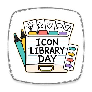 ICON LIBRARY DAY - Square fridge magnet - white - Front