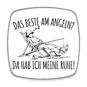 Angeln Da hab ich meine Ruhe Angler im Liegestuhl - Viereckiger Kühlschrankmagnet - Weiß - Vorne