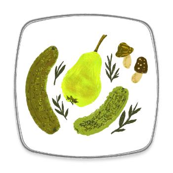 Garden Fruits Still Life Collage - Square fridge magnet - white - Front