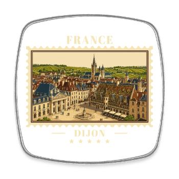 Frankreich Dijon Vintage Reisemarke - Viereckiger Kühlschrankmagnet - Weiß - Vorne