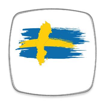 Schweden – Blau Gelb Landkarte Brush Design - Viereckiger Kühlschrankmagnet - Weiß - Vorne