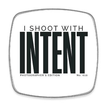 I Shoot With Intent | Photographer's Edition - Square fridge magnet - white - Front
